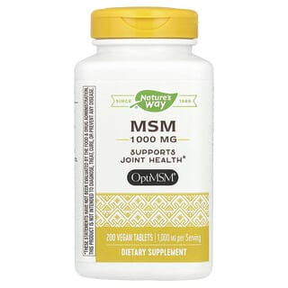 Nature's Way, MSM, 1000 mg, 200 вегански таблетки