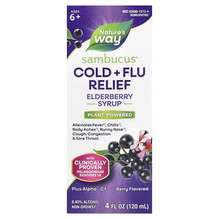 Nature's Way, Sambucus®, Alivio para el resfriado y la gripe, Jarabe de saúco, Para niños de 6 años en adelante, Baya, 120 ml (4 oz. líq.)