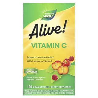 Nature's Way, Alive!®, Vitamina C, 500 mg, 120 capsule vegane (125 mg per capsulă)