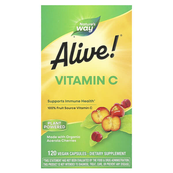 Alive!®, Vitamin C, 120 Vegan Capsules (125 mg per Capsule)
