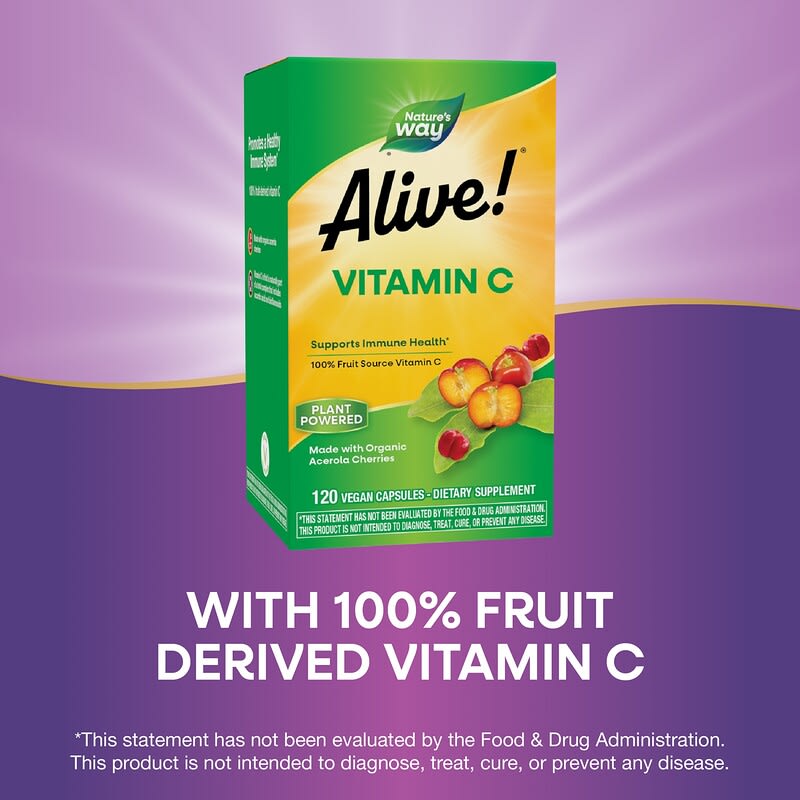 Alive!®, Vitamin C, 120 Vegan Capsules (125 mg per Capsule)