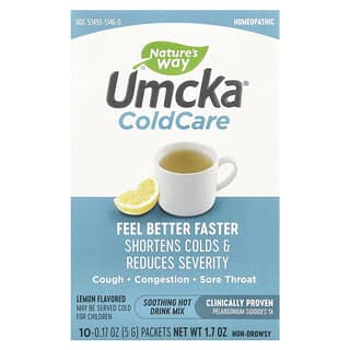 Nature's Way, Umcka, ColdCare, Préparation pour boisson chaude apaisante, Citron, 10 sachets, 5 g chacun