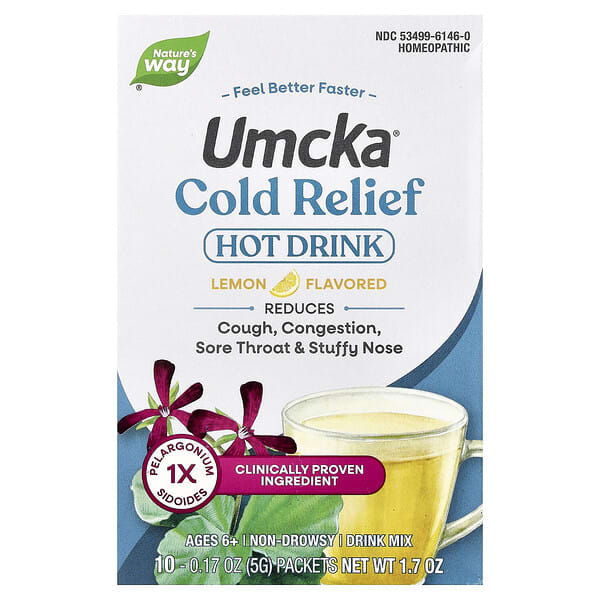 Nature's Way, Umcka®, 콜드 릴리프, 따뜻한 드링크 믹스, 6세 이상, 레몬 맛, 10팩, 각 5g(0.17oz)