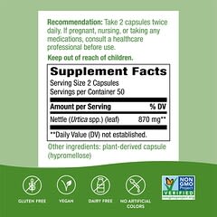 Nature's Way, Hoja de ortiga, 435 mg, 100 cápsulas veganas