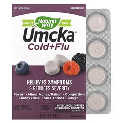 Nature's Way, Umcka, средство от простуды и гриппа, ягодный вкус, 20 жевательных таблеток