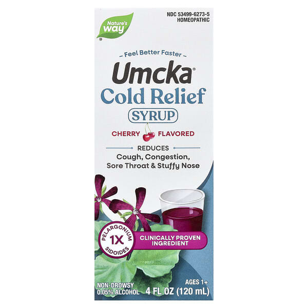 Nature's Way, Umcka®, Sirap Pelega Selsema, Umur 1+, Ceri, 4 fl oz (120 ml)