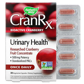 Nature's Way, CranRx, Urinary Health, биоактивная клюква, 500 мг, 30 вегетарианских капсул