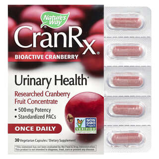Nature's Way, CranRx, Salute urinaria, mirtillo rosso bioattivo, 500 mg, 30 capsule vegetariane
