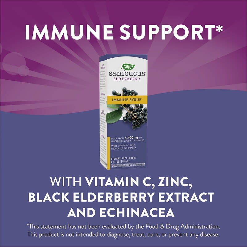 Nature's Way, Sambucus Immune Syrup, Standardized Elderberry, 8 fl oz (240 ml)