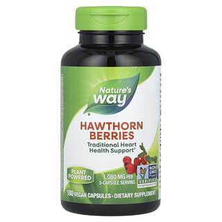 Nature's Way, Hawthorn Berries, Weißdornbeeren, 1.080 mg, 180 vegane Kapseln (360 mg pro Kapsel)