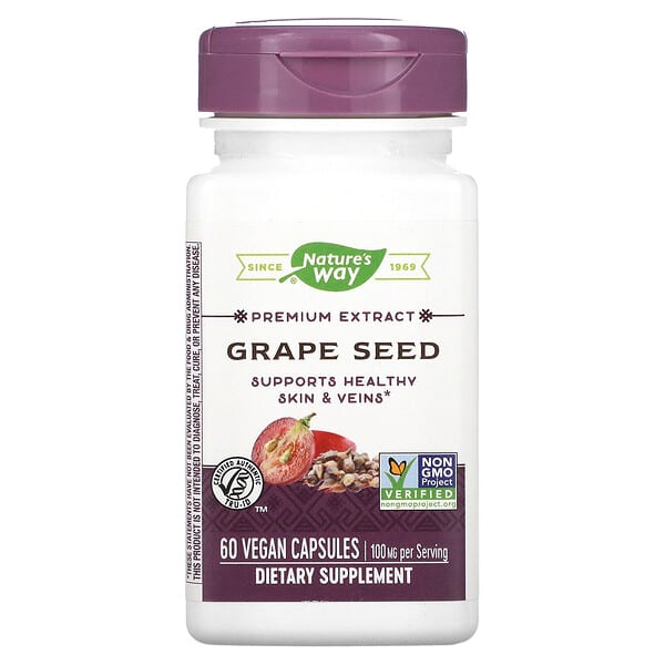 Nature's Way, Premium Extract, Grape Seed, 100 mg, 60 Vegan Capsules