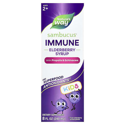 Nature's Way, Kids Sambucus®, Immune Syrup, Elderberry, Ages 2+, 8 fl oz (240 ml)