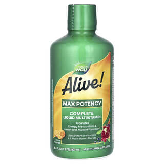 Nature's Way‏, Alive!‎ מולטי-ויטמין נוזלי מלא, Max Potency, הדרים, 900 מ"ל (30.4 אונקיות נוזל)