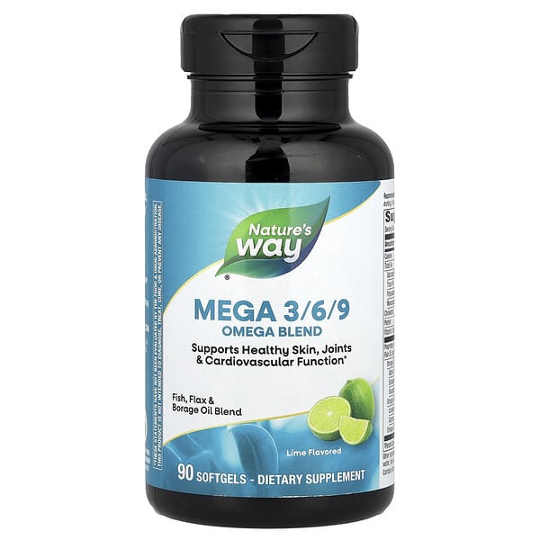 Nature's Way Mega 3/6/9, Omega Blend, Lime, 90 Softgels