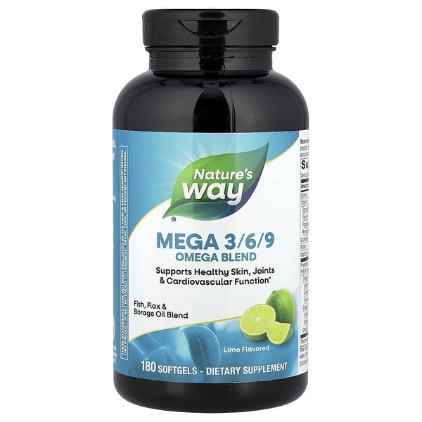 Nature's Way Mega 3/6/9, Omega Blend, Lime, 180 Softgels