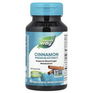 Nature's Way, Cynamon, ekstrakt premium, 60 kapsułek wegańskich