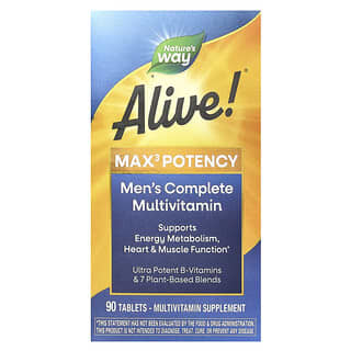 Nature's Way, Alive! Max3 Potency, Multivitamines pour hommes, 90 comprimés