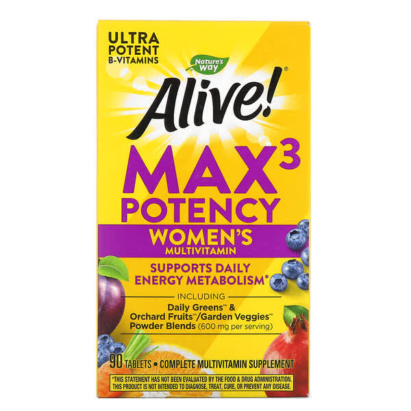 Nature's Way, Alive! Max3 Potency, мультивитамины для женщин, 90 таблеток