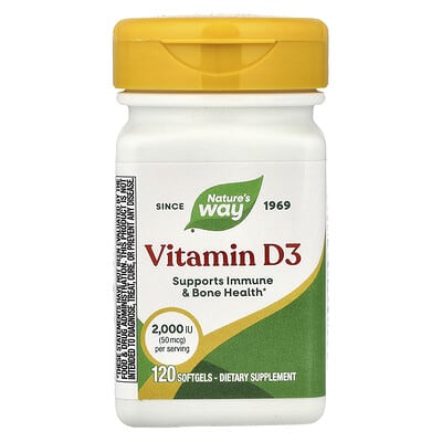 Nature's Way, Vitamin D3, Extra Strength, 50 mcg (2000 IU), 120 Softgels