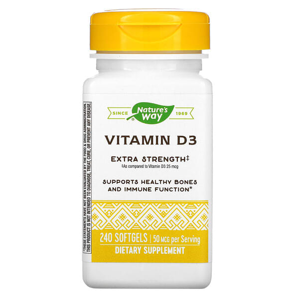 Nature's Way, Vitamine D3, 50 µg, 240 capsules à enveloppe molle