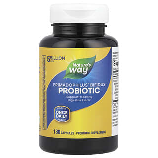 Nature's Way, Probiótico Bifidus Primadophilus®, 5 Bilhões de UFCs, 180 Cápsulas