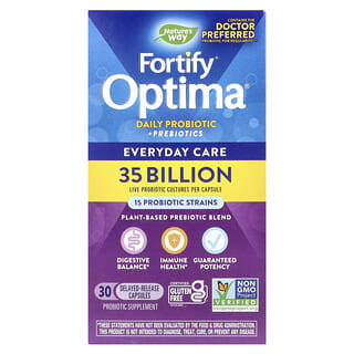 Nature's Way, Fortify Optima, Daily Probiotic + Prebiotics, Everyday  Care, 35 Billion CFU, 30 Delayed-Release Capsules