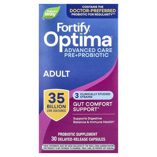 Nature's Way, Optima® Probiotik, Fortify®, Keselesaan Usus, 35 Bilion, 30 Kapsul Pelepasan Tertunda
