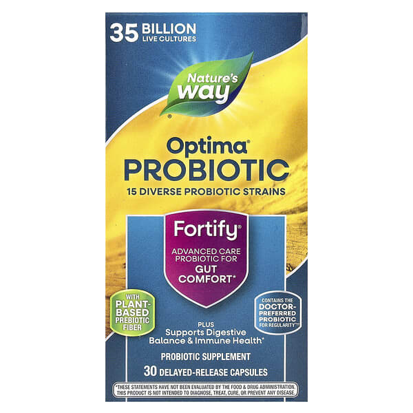 Nature's Way, Optima® 益生菌，Fortify®，腸道舒適，350 億，30 粒緩釋膠囊