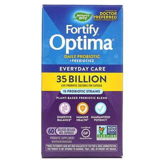 Nature's Way, Fortify Optima Daily Probiotic + Prebiotics, 35 Billion , 60 Delayed-Release Veg. Capsules