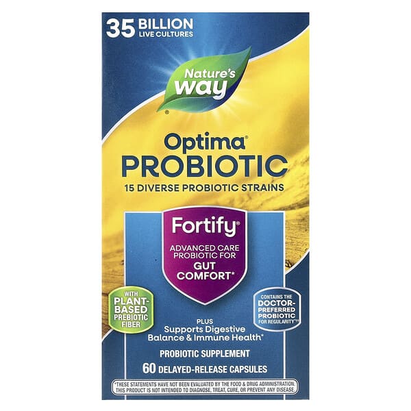 Nature's Way Optima® Probiotic, Fortify®, Gut Comfort, 35 Billion, 60 Delayed-Release Capsules