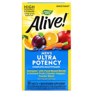Nature's Way, Alive! Ultra Potency Complete Multivitamin para Homens, 60 Comprimidos