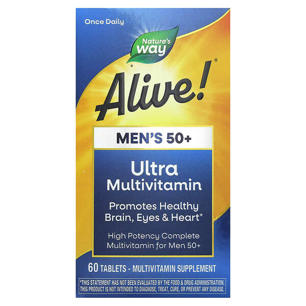 Nature's Way, Alive! Men's 50+ Ultra Potency Complete Multivitamin, 60 Tablets