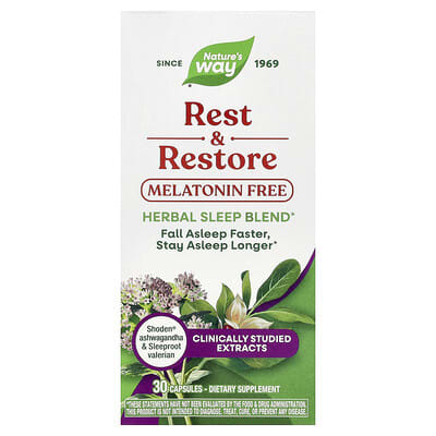 Nature's Way, Rest & Restore, Melatonin-Free, 30 Capsules