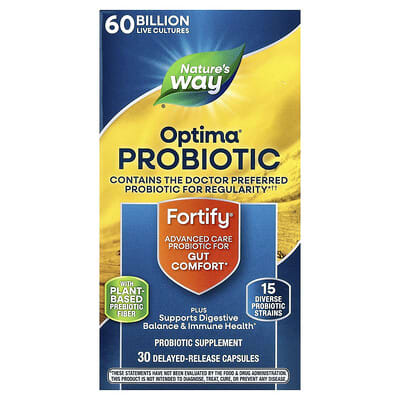 Nature's Way, Fortify®, Optima® Probiotic, 60 Billion CFU, 30 Delayed-Release Capsules