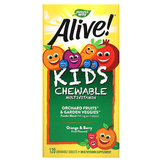 Nature's Way, Alive! Multivitamínico Mastigável para Crianças, Laranja e Frutos Silvestres, 120 Comprimidos Mastigáveis