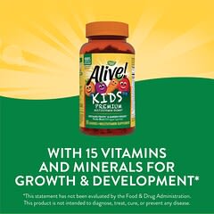 Nature's Way, Alive! Kids, Premium Multivitamin, Cherry, Orange & Grape, 90 Gummies