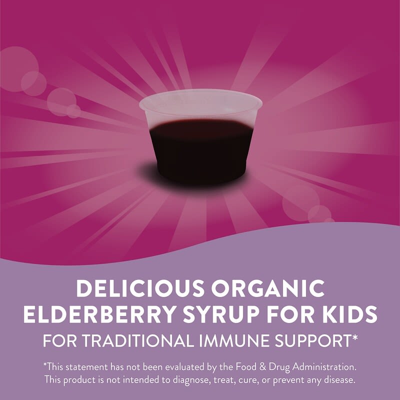 Nature's Way, Jarabe de Sambucus orgánico para niños, Saúco estandarizado, 120 ml (4 oz. líq.)