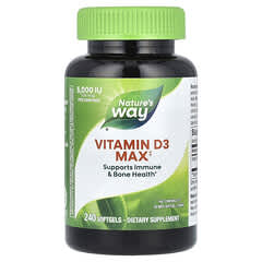 Nature's Way, Vitamina D3 Max, 125 mcg (5000 UI), 240 cápsulas blandas