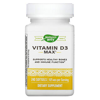 Nature's Way, Vitamina D3, 125 mcg, 240 cápsulas blandas
