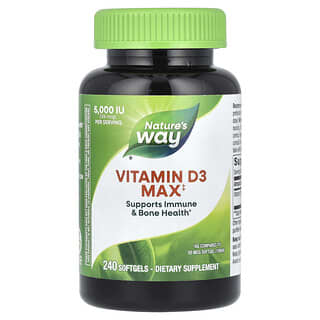 Nature's Way, витамин D3 Max, 125 мкг (5000 МЕ), 240 мягких таблеток