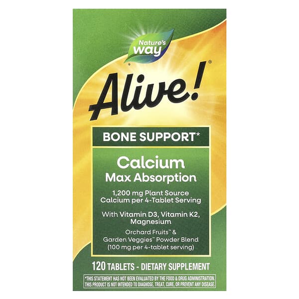 Nature's Way, Alive! Calcium Max Absorption, 1,200 mg, 120 Tablets (300 mg per Tablet)