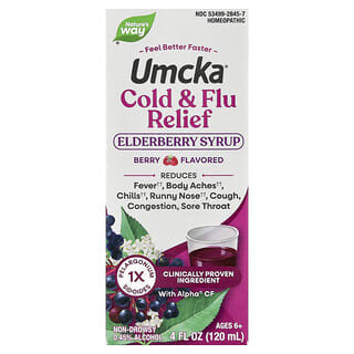 Nature's Way, Umcka®, сироп для облегчения симптомов простуды и гриппа, бузина, для детей от 6 лет, со вкусом ягод, 120 мл (4 жидк. унции)