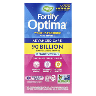 Nature's Way, Fortify Optima, Women's Probiotic + Prebiotics, Advanced Care, 90 Billion, 30 Delayed-Release Capsules