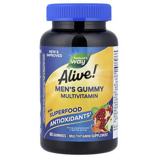 Nature's Way, Alive! Gommes pour hommes, Multivitamines complètes, Fruits, 60 gommes