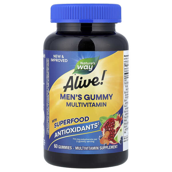Nature's Way, Multivitamínico em Gomas para Homens Alive!®, Frutas, 60 Gomas