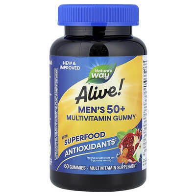 Nature's Way, Alive!® Gummy Vitamins for Men 50+, Fruit Flavor, 60 Gummies