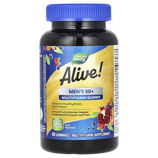 ناتشرز واي‏, Alive!‎ علكة فيتامينات متعددة للرجال +50 ، نكهات الفواكه ، 60 علكة