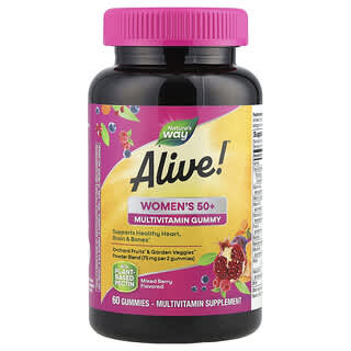 Nature's Way, Alive!® Kadınlar için 50+ Multivitamin Sakızı, Karışık Meyve, 60 Sakız