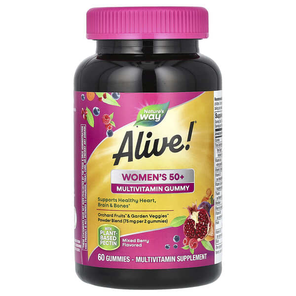 Nature's Way, Alive! Women's 50+ Multivitamin Gummy, Mixed Berry, 60 Gummies