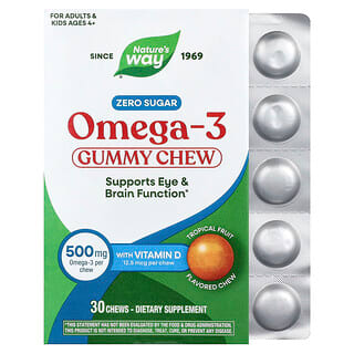Nature's Way, Omega-3 Gummy Chew with Vitamin D, Ages 4+, Tropical Fruit, 30 Chews
